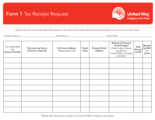 Tax Receipt Request preview